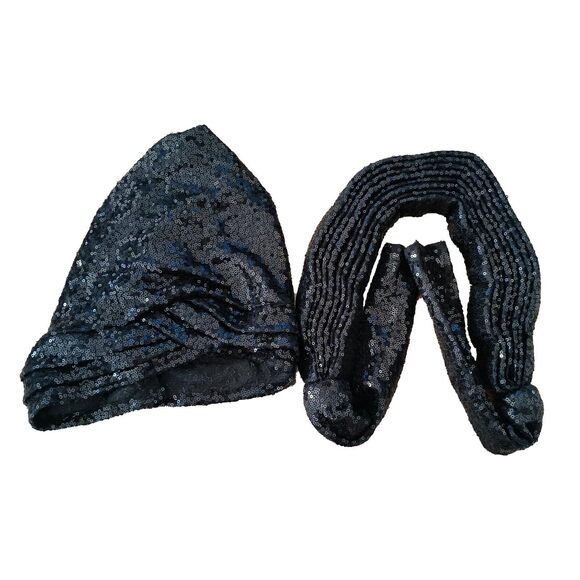 3221 African Headscarf Auto Gele Headties Party Headdress Sequins Shiny